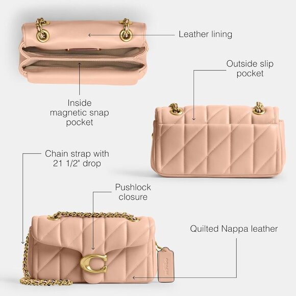 Coach Womens Cream 100% Cow Leather Imported Push Lock Tabby Shoulder Bag - Picture 3 of 6